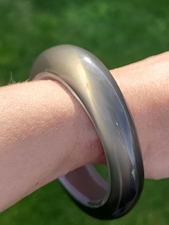 Vintage Jewelry - VINTAGE Smoky Lucite Bangle Bracelet Chunky Mod Retro 80s GoGo Translucent State